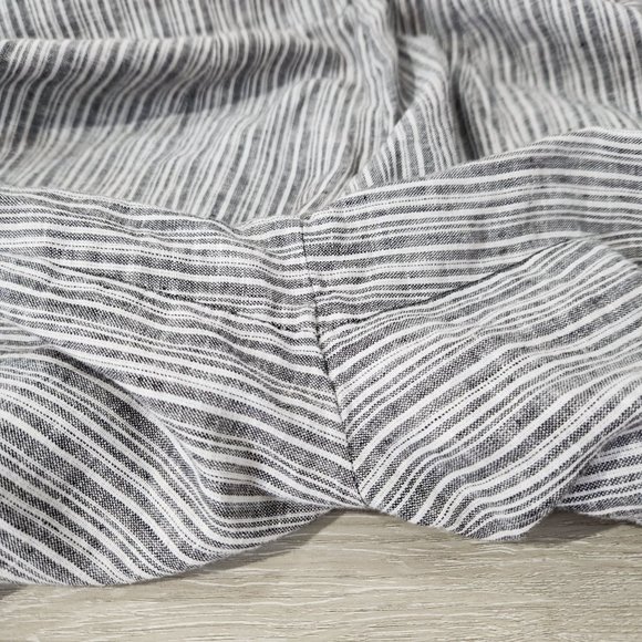 1. State Linen (sz 12) Blend Wide Leg V Neck Grey Striped High Waist Jumpsuit - Picture 10 of 12